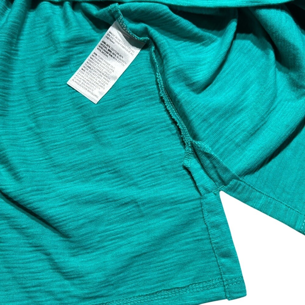 Chicos The Ultimate Tee Teal Green Button Back 3/4 Sleeve Top Size 2 L Large - Picture 4 of 6